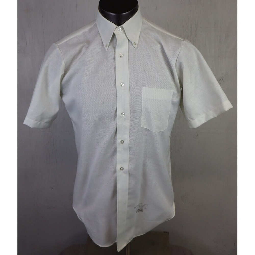 VINTAGE 1960s ARROW DECTON SANFORIZED BUTTON DOWN SHIRT 15‎ S HOPSACK CUM LAUDE